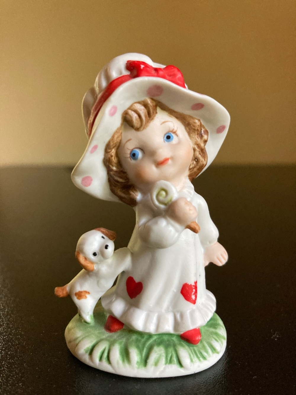 Vintage Lefton Valentines Girl with Puppy